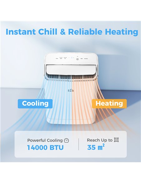 HOMCOM 14000 BTU Mobile Air Conditioner, Smart Home WiFi Compatible, with Heater, Cooler, Dehumidifier, Fan, 24H Timer