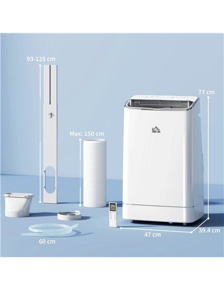 HOMCOM 14000 BTU Mobile Air Conditioner, Smart Home WiFi Compatible, with Heater, Cooler, Dehumidifier, Fan, 24H Timer