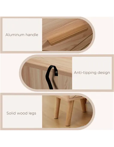 HOMCOM 2-Piece Scandinavian Bedside Tables with Drawers, Bedside Cabinets with Wood Legs, Natural