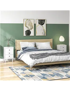 HOMCOM Set of Two Three-Drawer Modern Bedside Tables - White 2