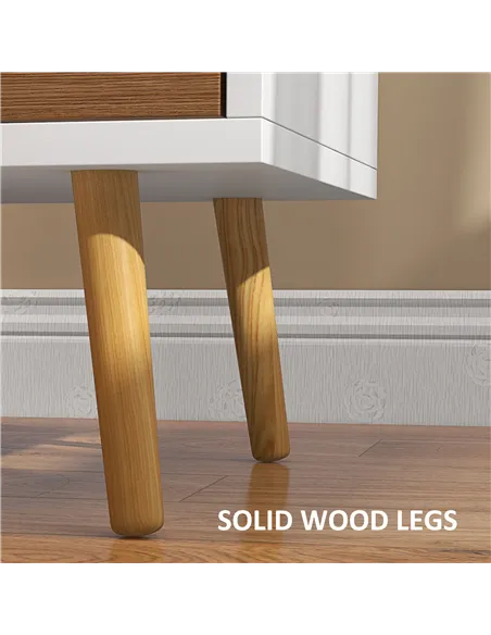 HOMCOM Wood Effect Wto-Drawer Bedside Table - Brown/White