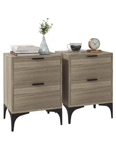 HOMCOM Set of Two Wood Effect Bedside Tables