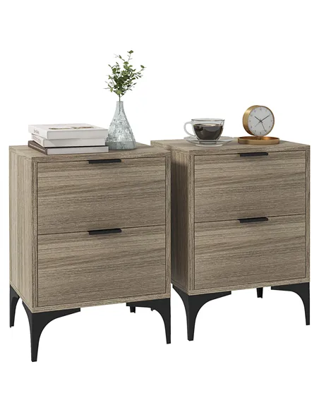 HOMCOM Set of Two Wood Effect Bedside Tables