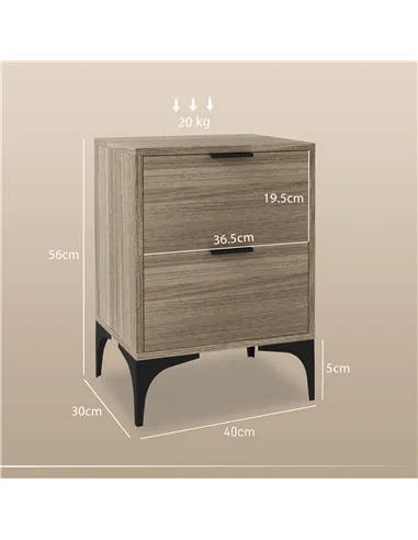 HOMCOM Set of Two Wood Effect Bedside Tables