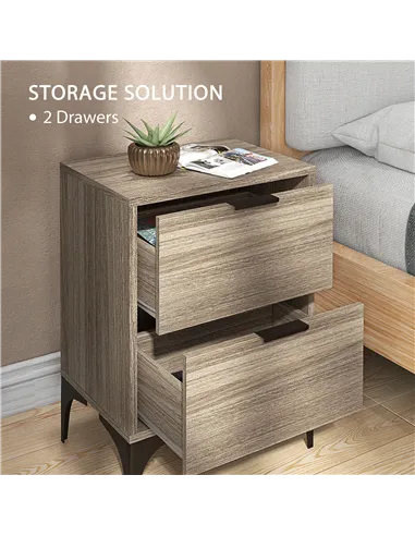 HOMCOM Set of Two Wood Effect Bedside Tables