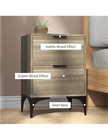 HOMCOM Set of Two Wood Effect Bedside Tables