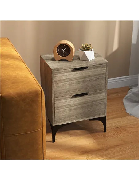 HOMCOM Set of Two Wood Effect Bedside Tables