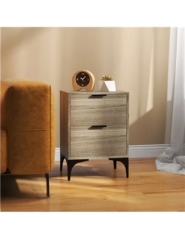 HOMCOM Set of Two Wood Effect Bedside Tables