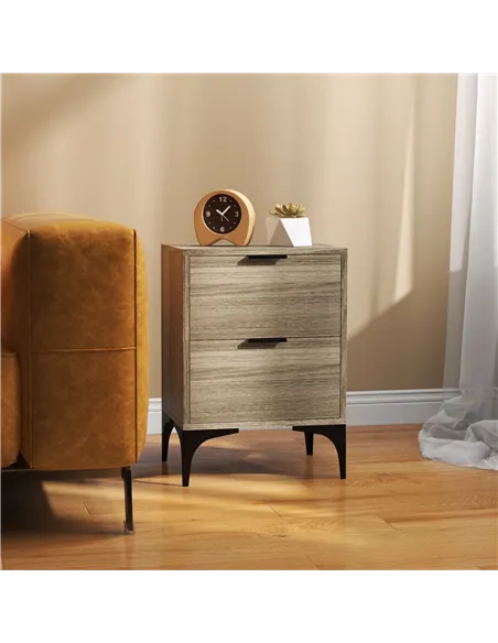 HOMCOM Set of Two Wood Effect Bedside Tables