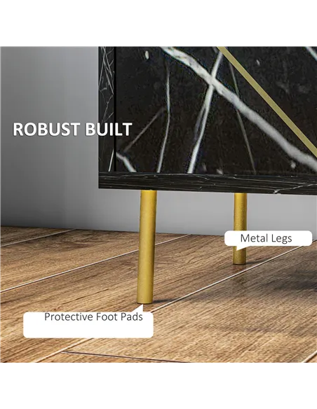 HOMCOM Elegant Bedside with Storage - Black/Gold Tone