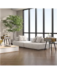 HOMCOM Bedside Table Set of 2, Industrial Nightstand, Tall End Table with Removable Fabric Drawer, Retro Chic Side Table Accent  2