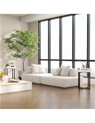 HOMCOM Set of 2 Round Side Table with Metal Legs, Modern End Table Bedside Table for Living Room, Bedroom, White