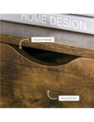 HOMCOM Industrial Side Table Set of 2, Sofa Table with Drawer, Bedside Cabinet with Storage Shelf, Slim Nightstand for Living Ro