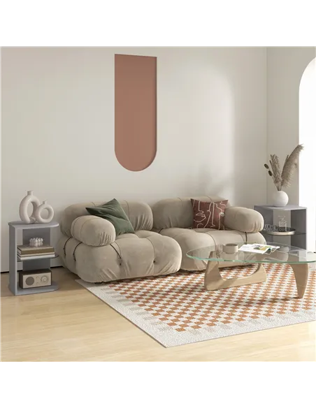 HOMCOM Modern Side Table Set of 2, Three Layer Bedside Table Nightstand with 2 Storage Shelves, for Living room, Bedroom, Grey