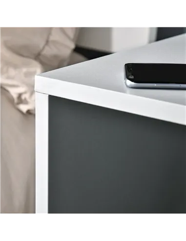 HOMCOM Modern Side Table Set of 2, Three Layer Bedside Table Nightstand with 2 Storage Shelves, for Living room, Bedroom, Grey