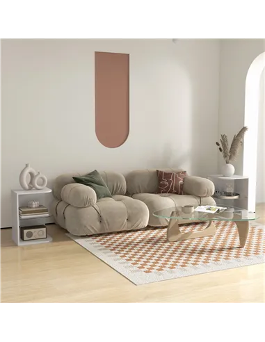 HOMCOM Modern Side Table Set of 2, Three Layer Bedside Table Nightstand with 2 Storage Shelves, for Living room, Bedroom, White