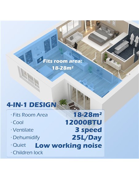 HOMCOM 12,000 BTU Multi-Mode Mobile Air Conditioner - White