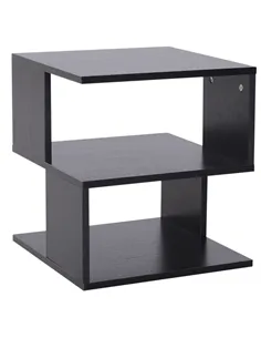 HOMCOM Side Table Square Coffee Table Modern End Table with 2 Tier Storage Shelves for Living Room, Bedroom, Black