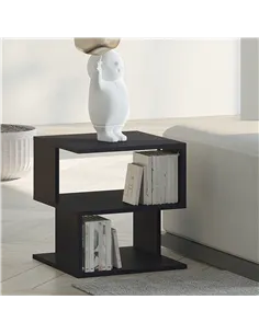 HOMCOM Side Table Square Coffee Table Modern End Table with 2 Tier Storage Shelves for Living Room, Bedroom, Black 2