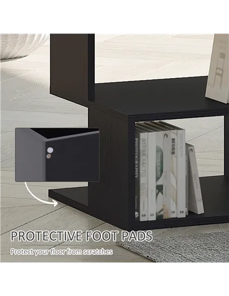 HOMCOM Side Table Square Coffee Table Modern End Table with 2 Tier Storage Shelves for Living Room, Bedroom, Black