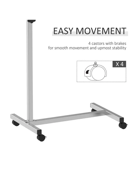 HOMCOM Height Adjustable Over Bed Table with Wheels, C Shaped Laptop Desk, Portable Hospital Bed Table for Living Room, Bedroom,