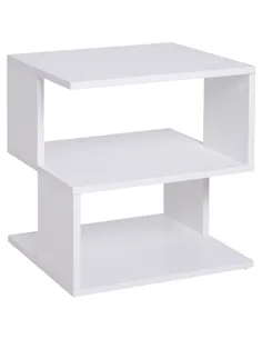 HOMCOM Side Table Square Coffee Table Modern End Table with 2 Tier Storage Shelves for Living Room, Bedroom, White