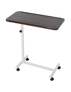 HOMCOM Height Adjustable Over Bed Table with Wheels, C Shaped Laptop Desk, Portable Hospital Bed Table for Living Room, Bedroom,