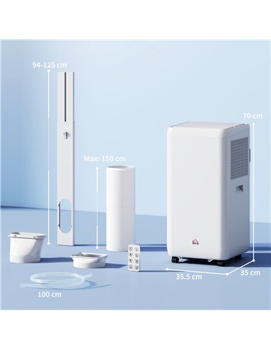 HOMCOM 12,000 BTU 5-in-1 Mobile Air Conditioner, 35m² Radius - White