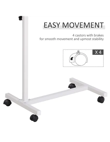 HOMCOM Height Adjustable Over Bed Table with Wheels, C Shaped Laptop Desk, Portable Hospital Bed Table for Living Room, Bedroom,