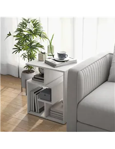 HOMCOM Side Table, 3 Tier End Table with Open Storage Shelves for Living Room, Bedroom, White 2