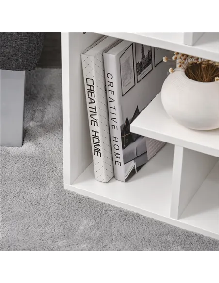 HOMCOM Side Table, 3 Tier End Table with Open Storage Shelves for Living Room, Bedroom, White