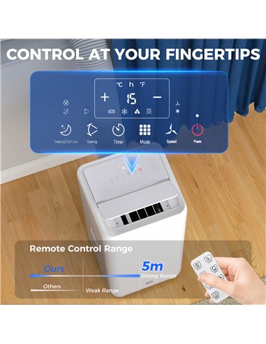 HOMCOM 12,000 BTU 5-in-1 Mobile Air Conditioner, 35m² Radius - White