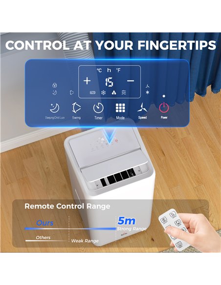 HOMCOM 12,000 BTU 5-in-1 Mobile Air Conditioner, 35m² Radius - White