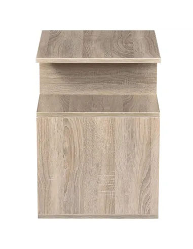 HOMCOM Side Table, 3 Tier End Table with Open Storage Shelves for Living Room, Bedroom, Oak