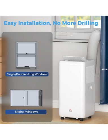 HOMCOM 12,000 BTU 5-in-1 Mobile Air Conditioner, 35m² Radius - White