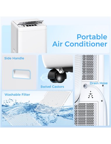 HOMCOM 12,000 BTU 5-in-1 Mobile Air Conditioner, 35m² Radius - White