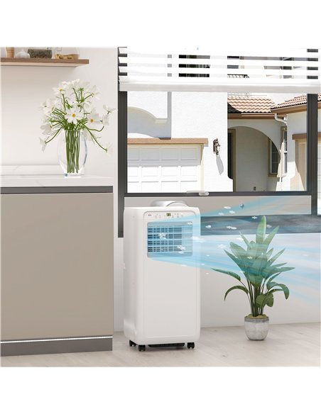 HOMCOM 7,000 BTU Mobile Air Conditioner for Room up to 26m², with Dehumidifier, 24H Timer, Wheels, Window Mount Kit