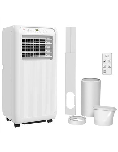 HOMCOM 9,000 BTU Mobile Air Conditioner for Room up to 28m², with Dehumidifier, 24H Timer, Wheels, Window Mount Kit