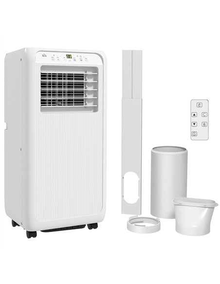 HOMCOM 9,000 BTU Mobile Air Conditioner for Room up to 28m², with Dehumidifier, 24H Timer, Wheels, Window Mount Kit