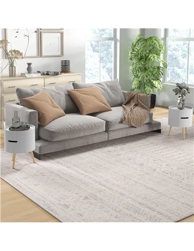 HOMCOM 3-Tier Coffee Table, Round End Table with 2 Hidden Compartments and Detachable Tray, Side Table with Storage for Living R