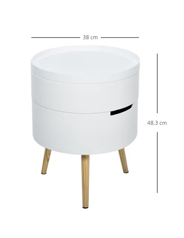 HOMCOM 3-Tier Coffee Table, Round End Table with 2 Hidden Compartments and Detachable Tray, Side Table with Storage for Living R