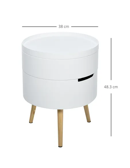 HOMCOM 3-Tier Coffee Table, Round End Table with 2 Hidden Compartments and Detachable Tray, Side Table with Storage for Living R
