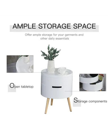 HOMCOM 3-Tier Coffee Table, Round End Table with 2 Hidden Compartments and Detachable Tray, Side Table with Storage for Living R