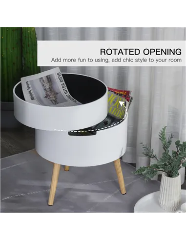 HOMCOM 3-Tier Coffee Table, Round End Table with 2 Hidden Compartments and Detachable Tray, Side Table with Storage for Living R