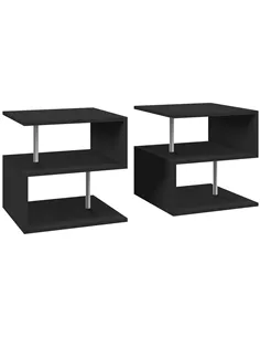 HOMCOM Wooden S Shape Cube Coffee Table 2 Tier Storage Shelves Organiser Office Bookcase Living Room End Desk Stand Display Set 