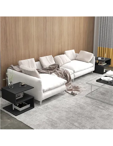 HOMCOM Wooden S Shape Cube Coffee Table 2 Tier Storage Shelves Organiser Office Bookcase Living Room End Desk Stand Display Set 