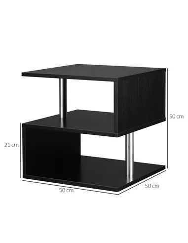 HOMCOM Wooden S Shape Cube Coffee Table 2 Tier Storage Shelves Organiser Office Bookcase Living Room End Desk Stand Display Set 