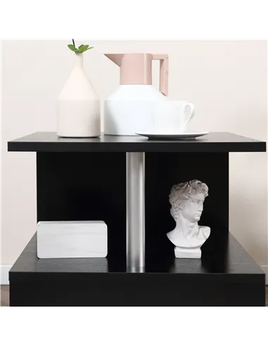 HOMCOM Wooden S Shape Cube Coffee Table 2 Tier Storage Shelves Organiser Office Bookcase Living Room End Desk Stand Display Set 