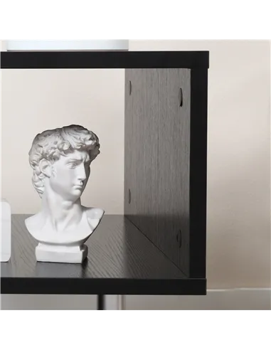 HOMCOM Wooden S Shape Cube Coffee Table 2 Tier Storage Shelves Organiser Office Bookcase Living Room End Desk Stand Display Set 