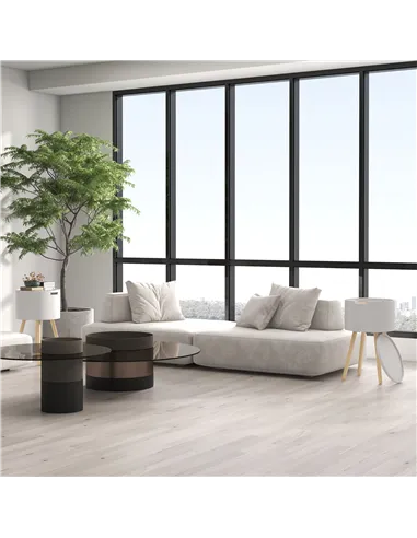 HOMCOM Modern Side Table with Hidden Storage Space, Round Night Stand with Removable Tray Wood Frame End Coffee Table for Living